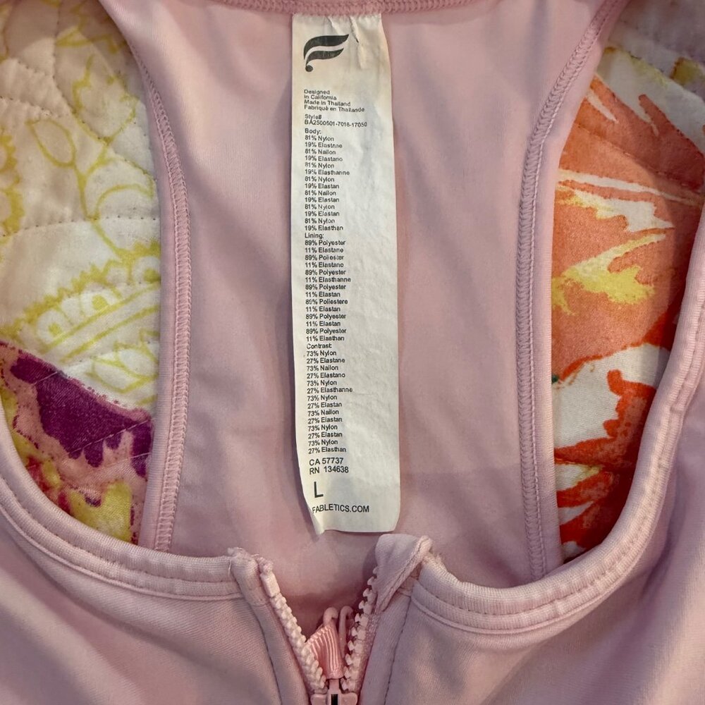 Fabletics On-The-Go Front Zip Medium Impact Sports Bra Sugar Pink Size Large - Picture 6 of 11